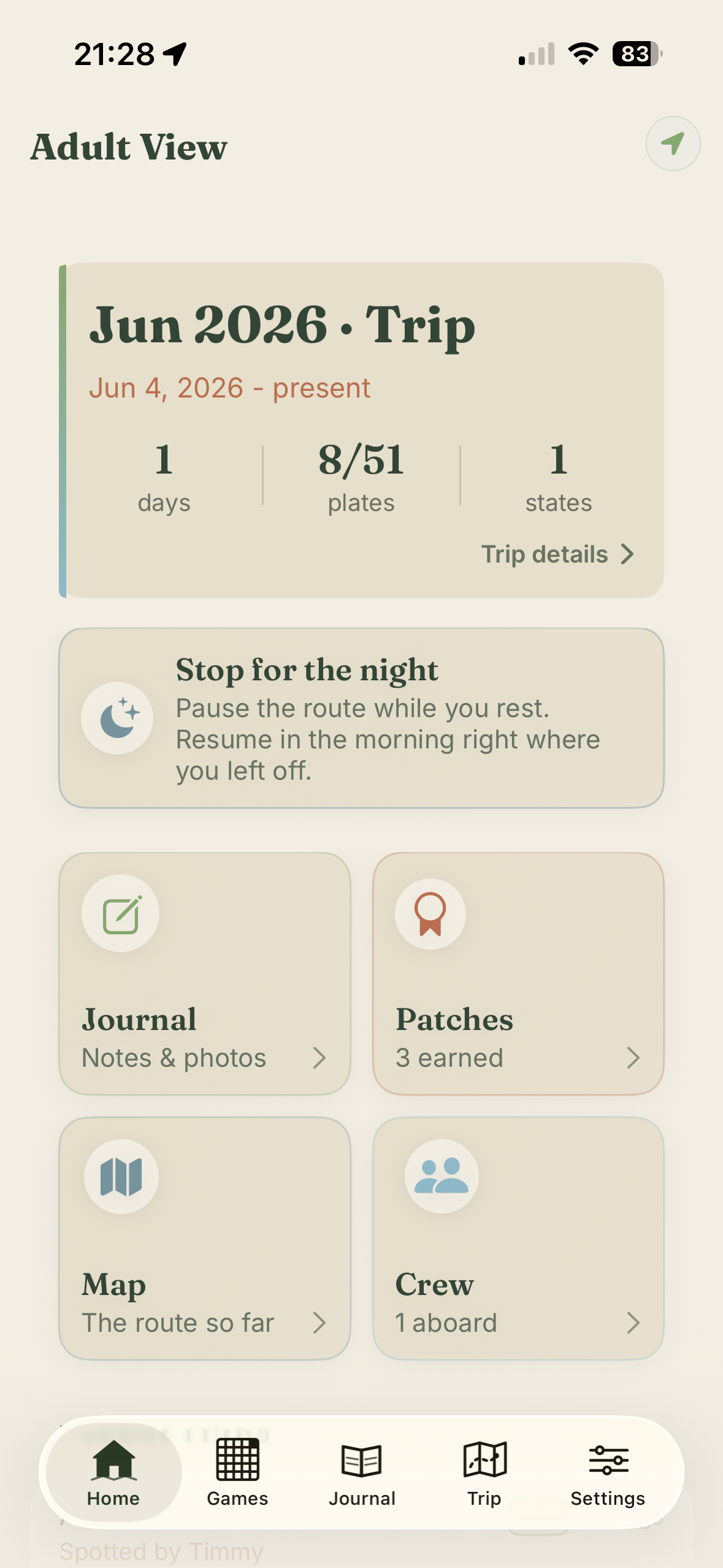 Switchback app - family road-trip in progress